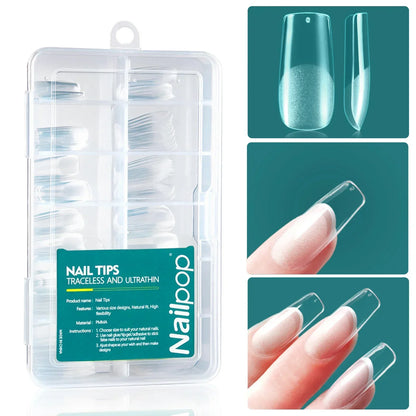 Nailpop 120pcs/box Gel X Nail Tips Medium Short Shape Almond/Square/Soft Gel Nail Tips False Nails Soak Off Easy Nail Extensions